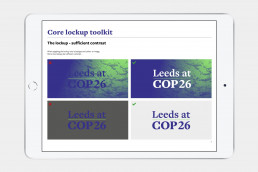 Leeds at COP26 contrast guidelines on iPad