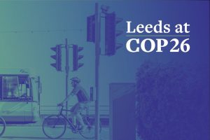Leeds at COP26 cycling gradient banner