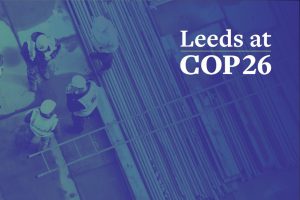 Leeds at COP26 construction gradient banner