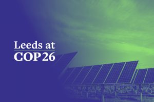 Leeds at COP26 solar panels gradient banner