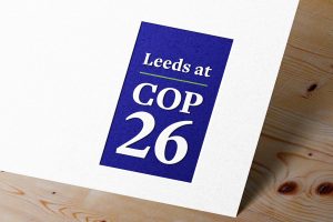 Leeds at COP26 visual identity on card