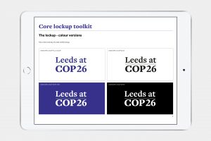 Leeds at COP26 core lockups guidelines on iPad