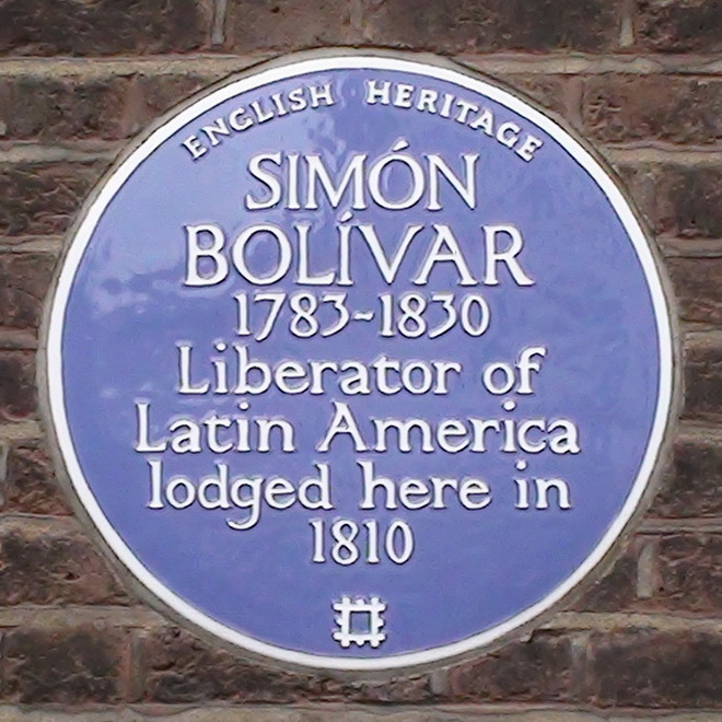 Simon Bolivar Blue Plaque